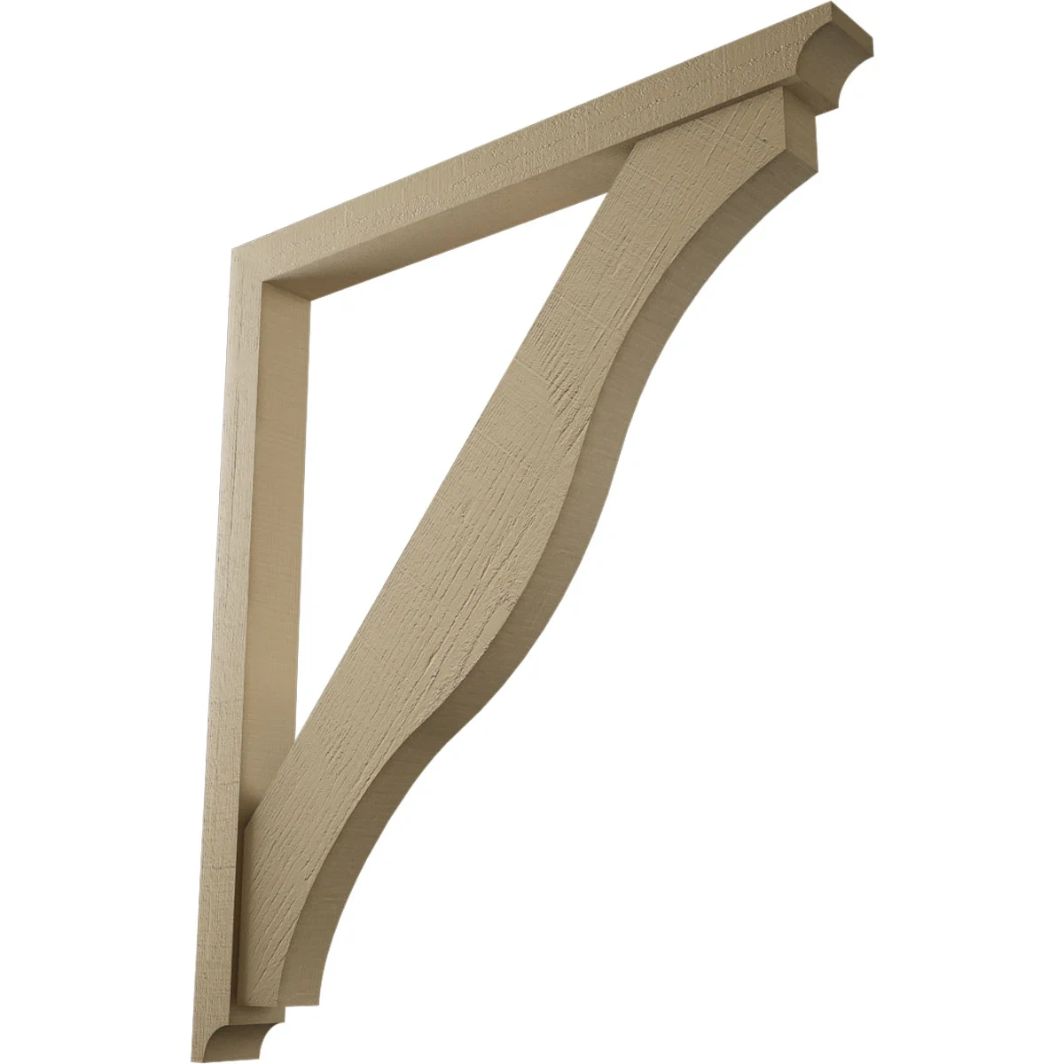 Timberthane Faux Wood Bracket W/ Offset Brace, Funston Style, Cove Ends, 4"w X 42"d X 48"h, Primed Tan