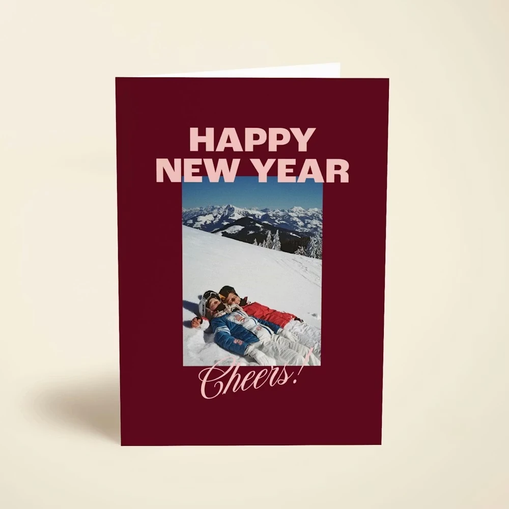 Cheers New Year Photo Christmas Card Set