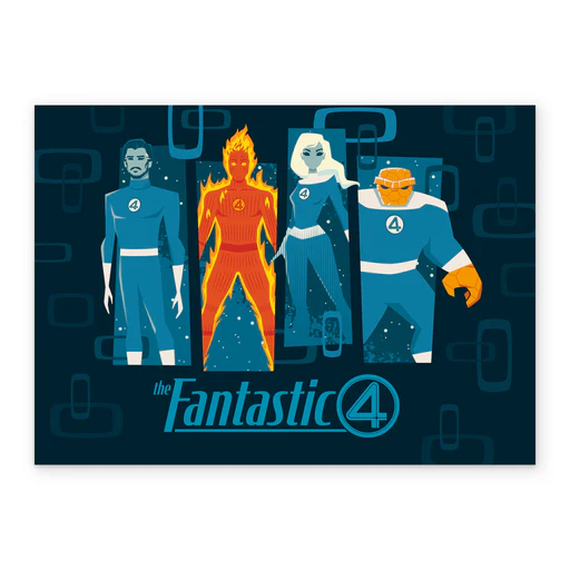 Personalised Marvel The Fantastic 4 Retro-style Illustrated Birthday Card - Large