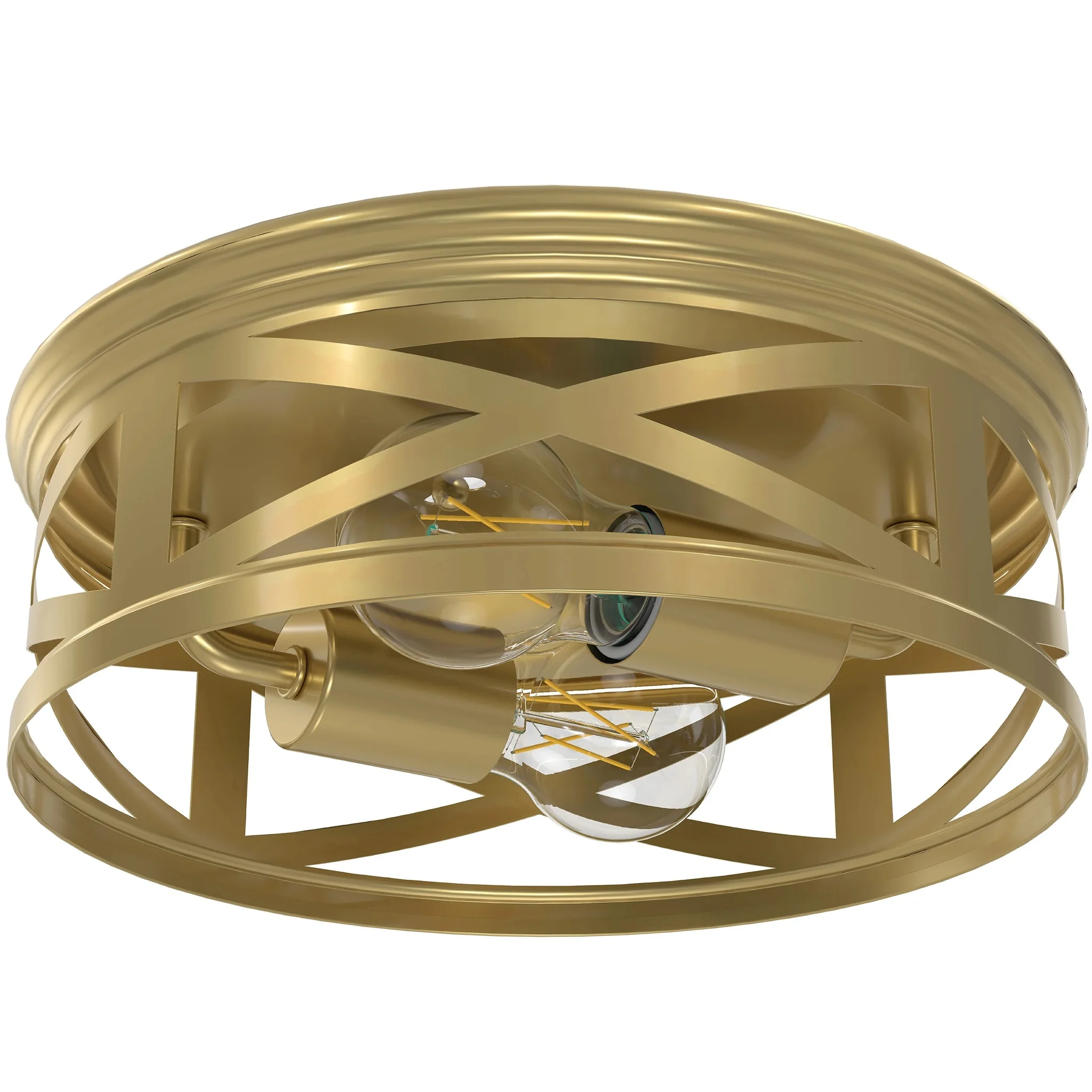 Arcadia Industrial Ceiling Light With A19 Filament Bulbs, 1600 Lumens - Gold/1-pack