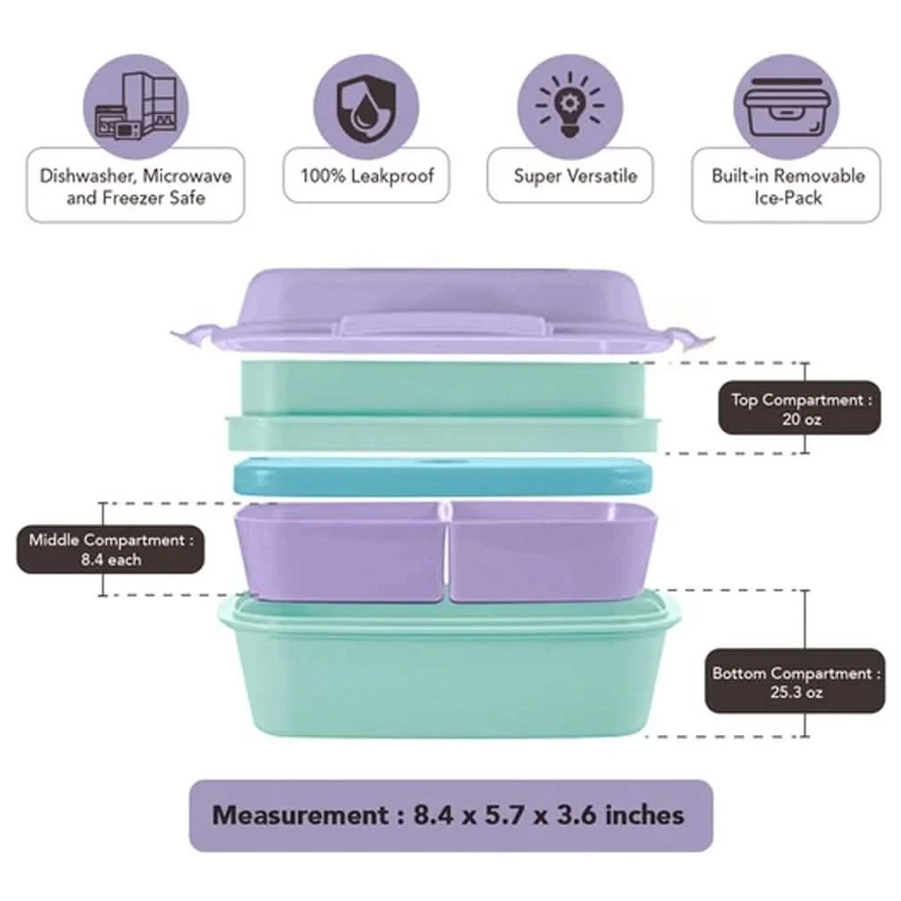 Ultimate Bento Box - Lunch Box For Kids & Adults - Mint Green