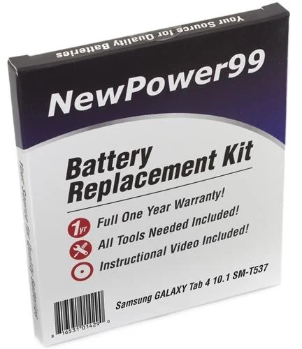 Samsung Galaxy Tab 4 10.1 Sm-t537 Battery Replacement Kit With Tools, Video Instructions And Extended Life Battery
