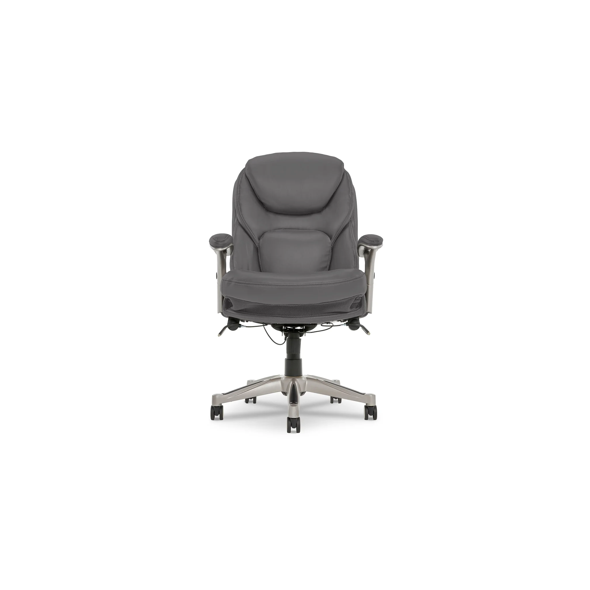 Serta Claremont Ergonomic Bonded Leather Swivel Executive Chair With Back In Motion Technology, Gray