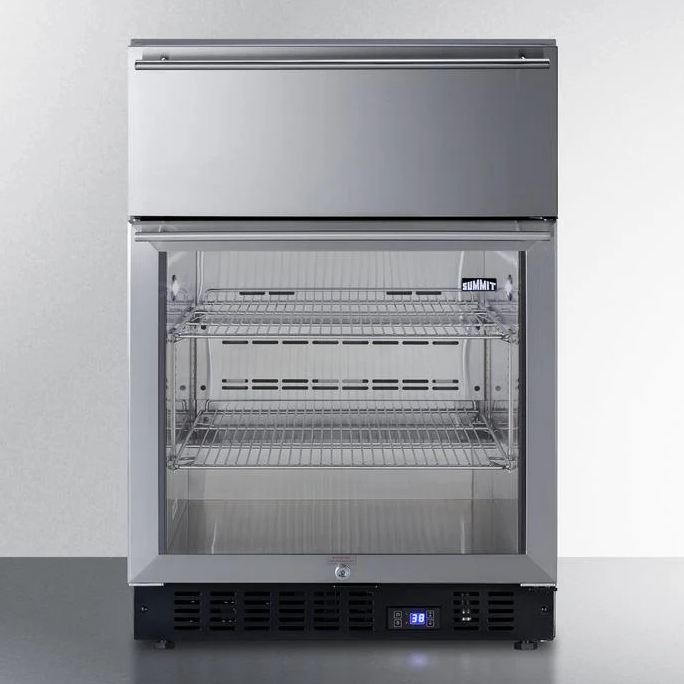 Summit Scr615tdcss 24" Wide Built-in Commercial Beverage Refrigerator With Top Drawer