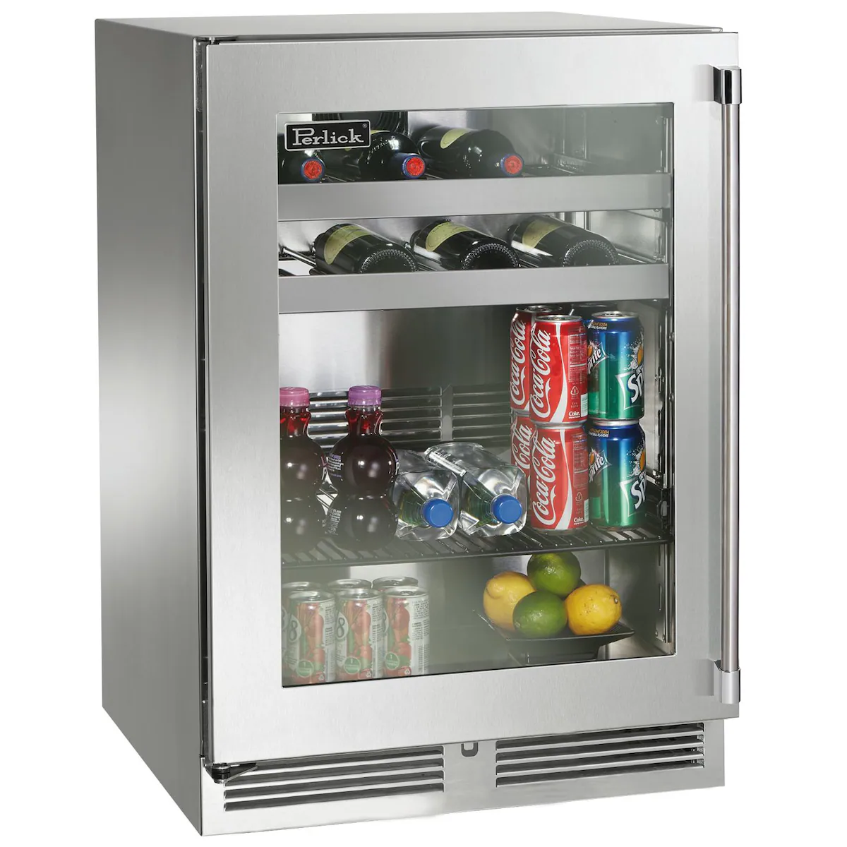 Perlick 24-inch Signature Series Stainless Steel Glass Door Outdoor Beverage Center W/ Door Lock - Left Hinged - Hp24bo-4-3ll