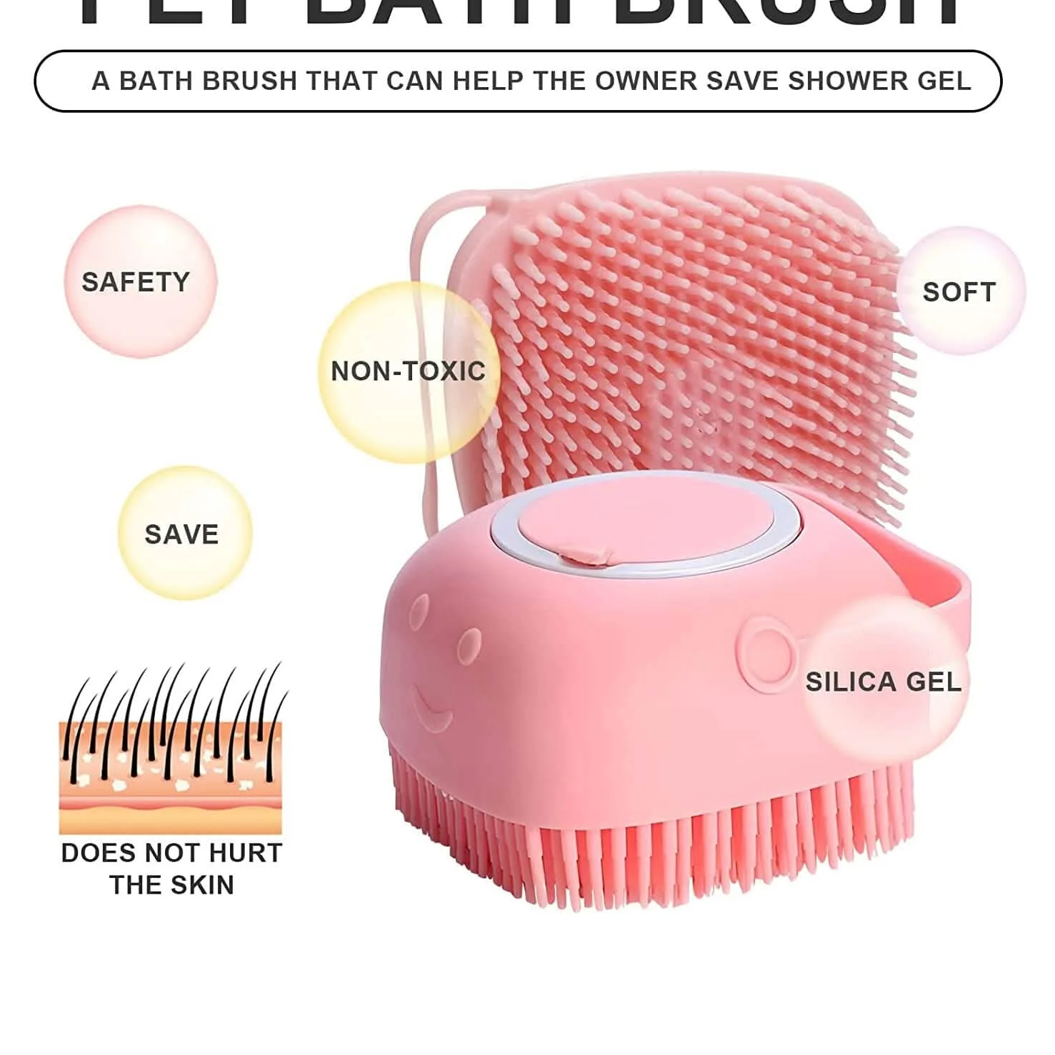 Pet Bath Brush Dog Scrubber - Yellow