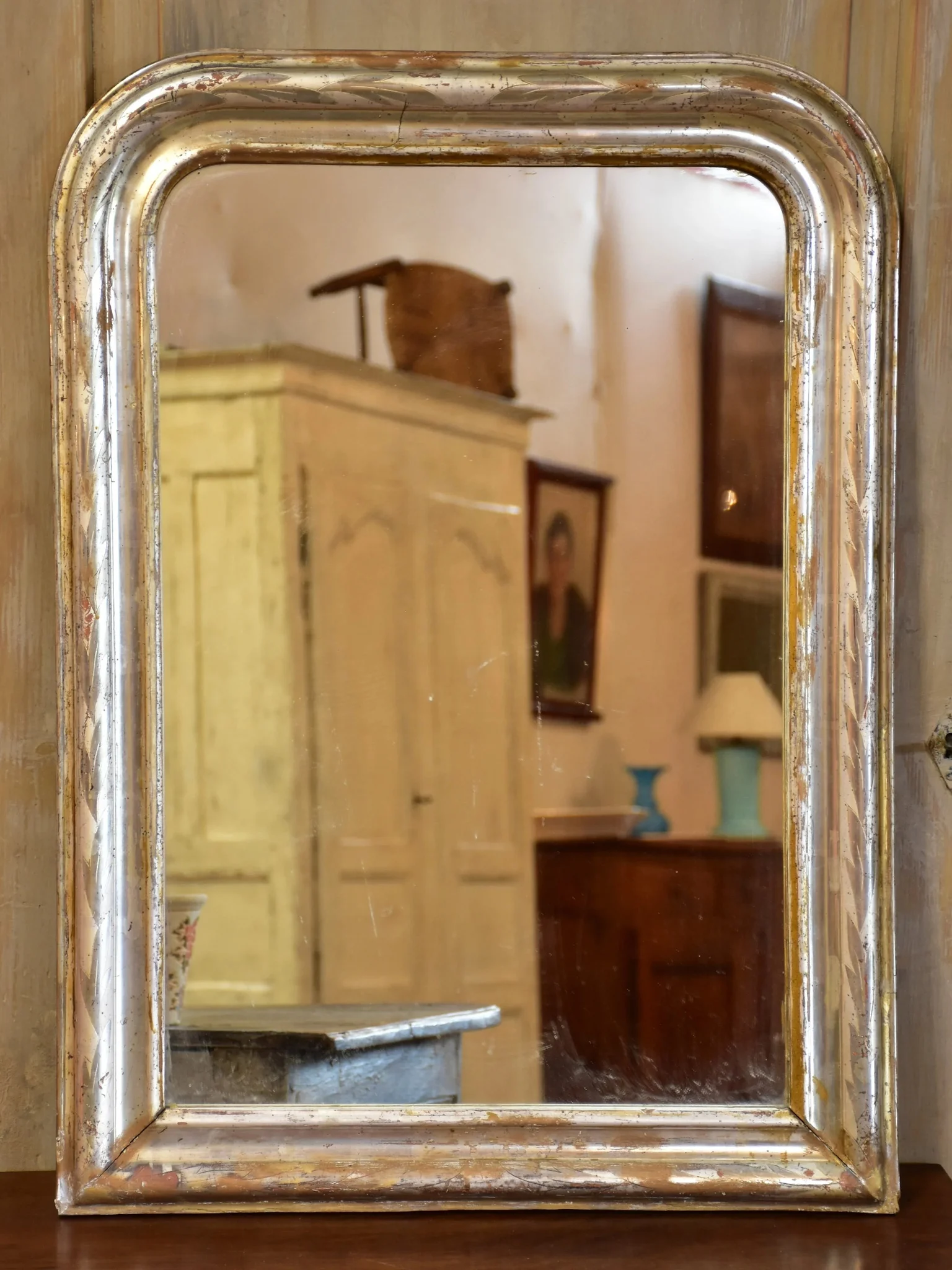 19th Century Louis Philippe Mirror With Elegant Silver Frame