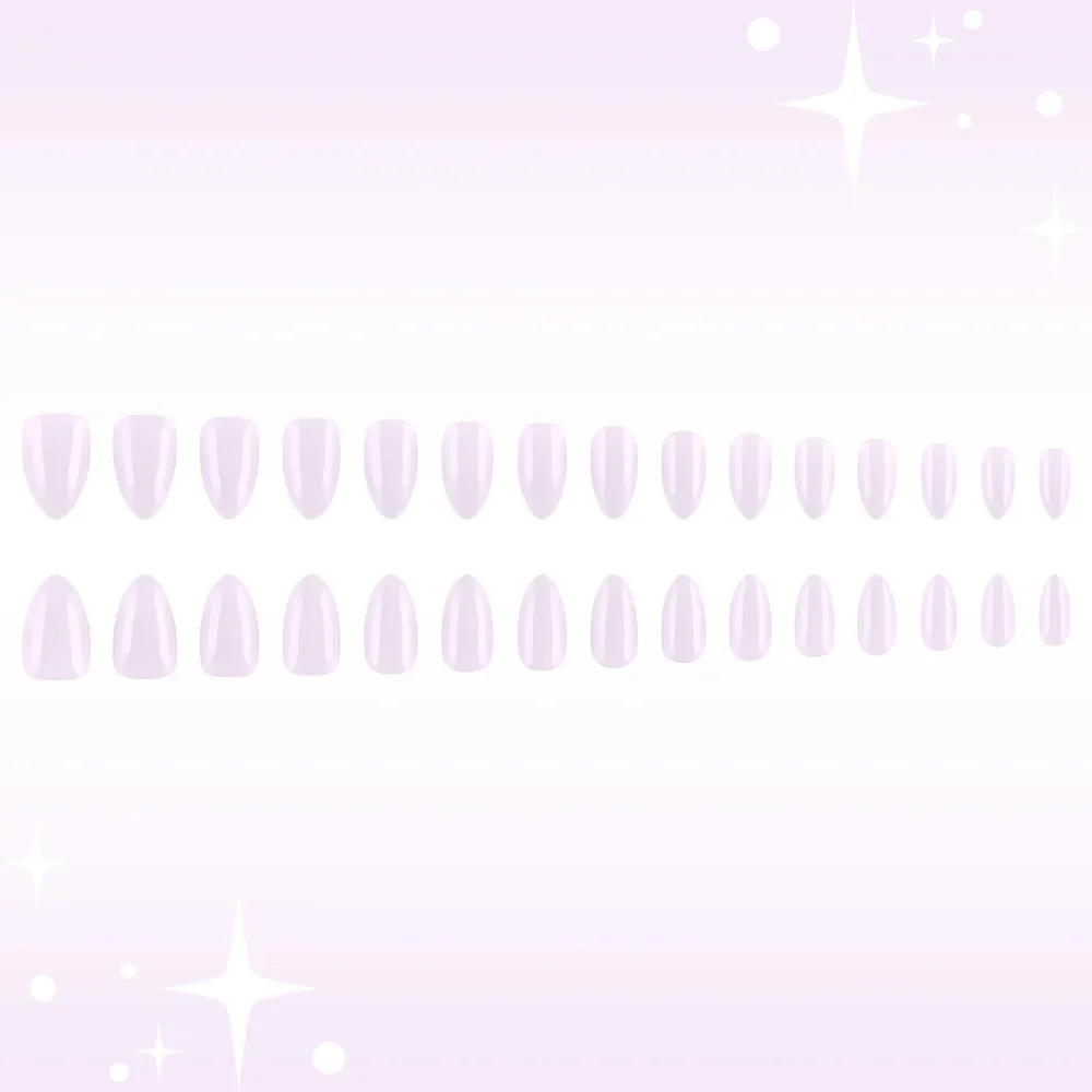 Celestial Glamour Medium Almond Lavender Glossy Finish Press On Nail Set