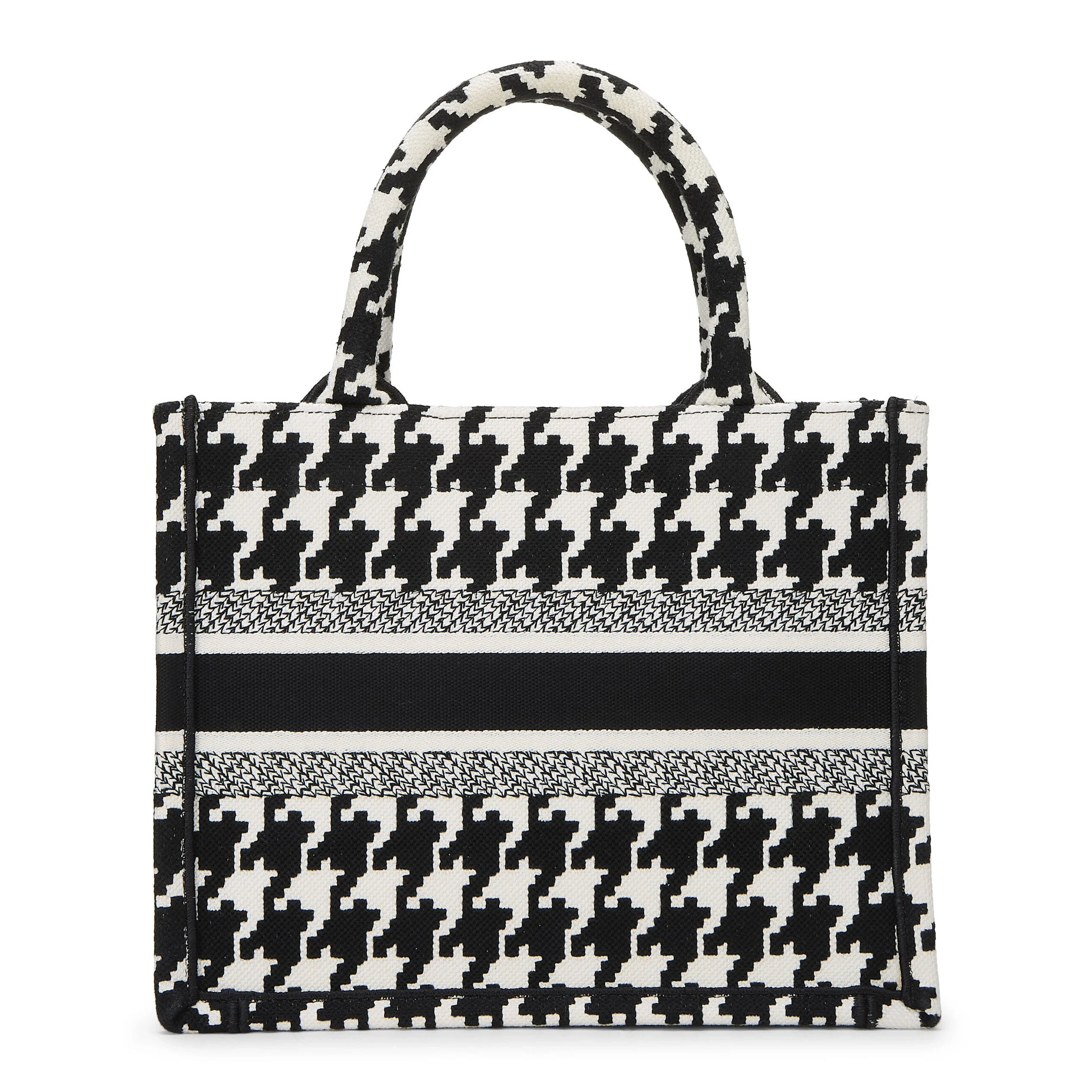 Pre‑owned Black & White Houndstooth Book Tote Small Q9bhmacgkh001