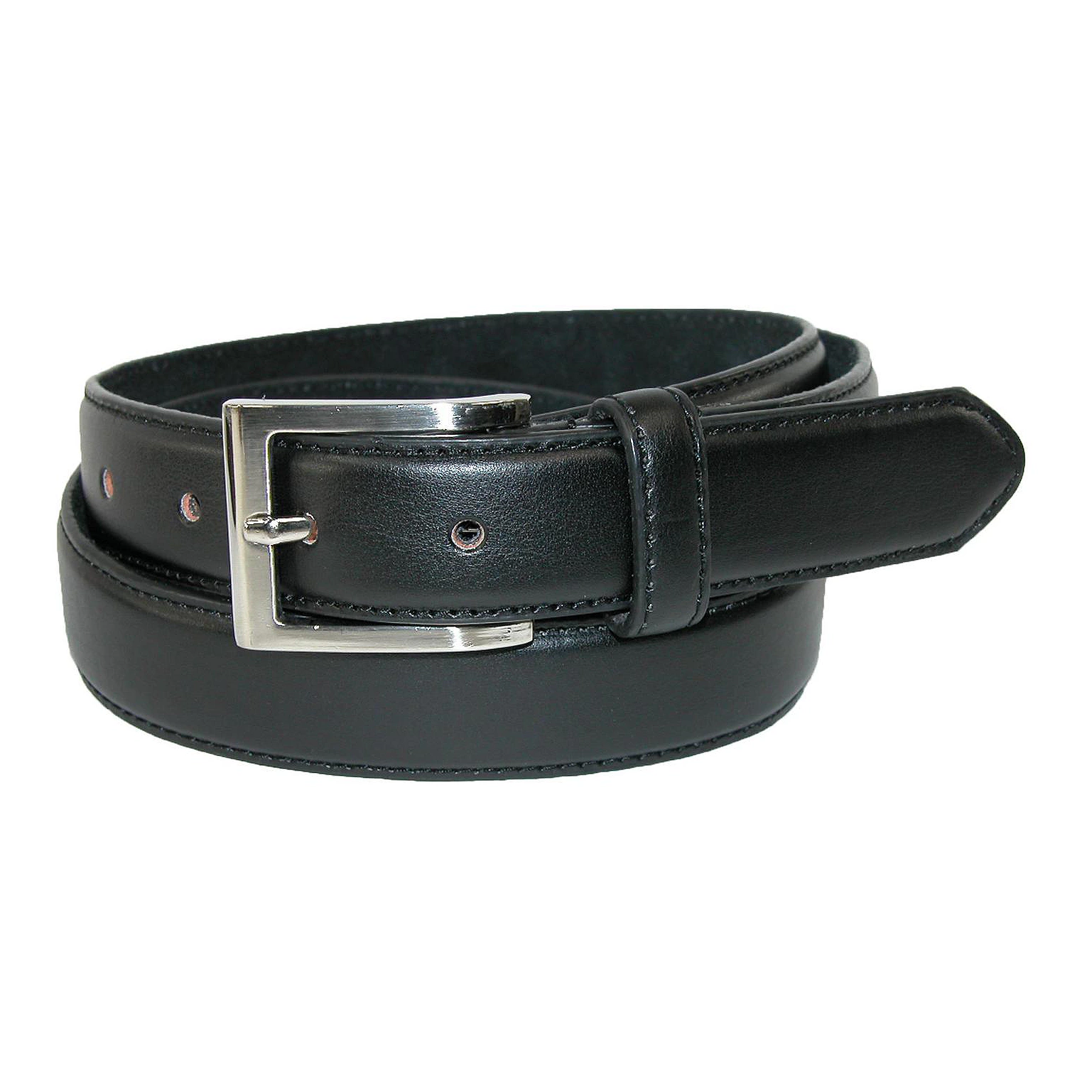 Ctm Men's Big & Tall Leather Basic Dress Belt With Silver Buckle
