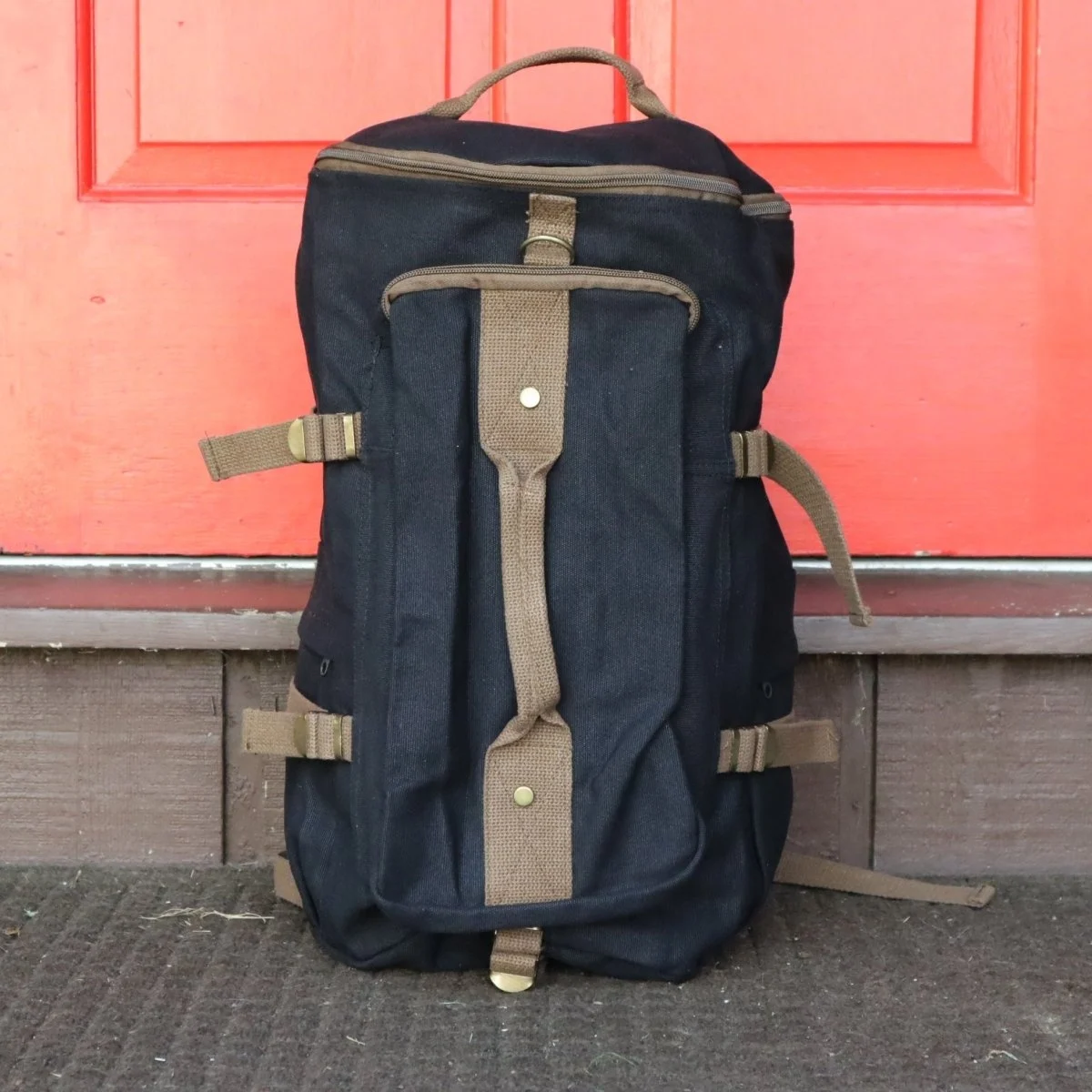 Personalized Canvas Travel Backpack - Black/silver