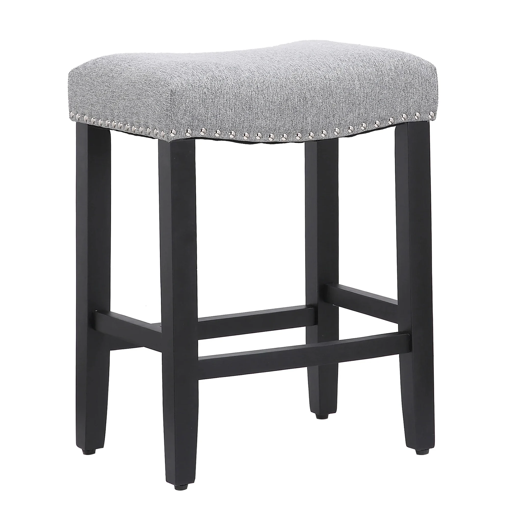 Jameson 24" Inch Upholstered Saddle Seat Counter Stool Black - Gray