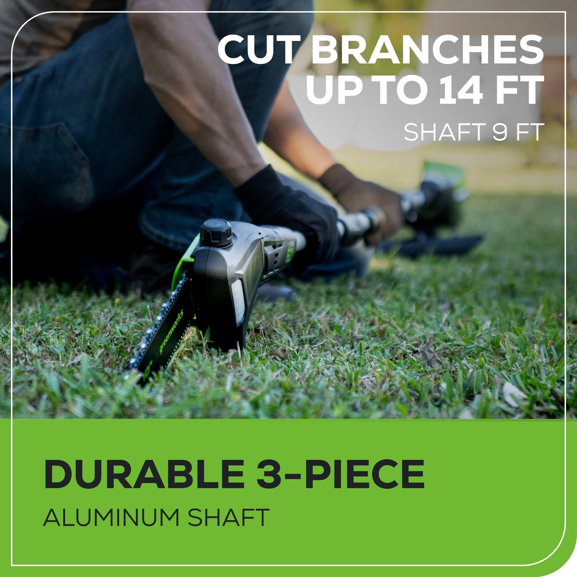 60v 20" Cordless Battery 3.2kw Chainsaw & 10" Pole Saw Combo Kit W/ 8.0ah Battery & Rapid Charger