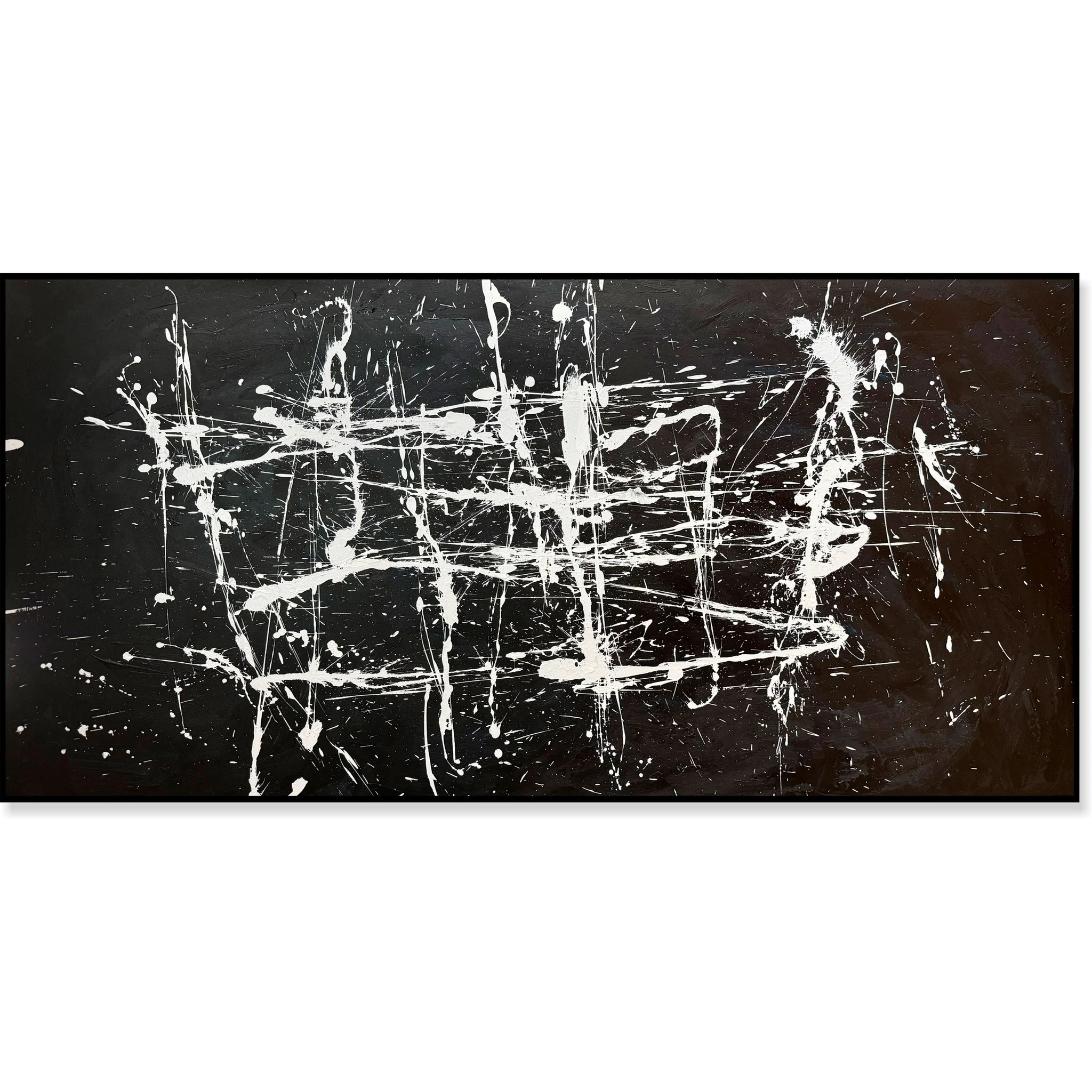 Monochrome Chaos - 18"x36" | 46x91 Cm/stretched + Silver Frame