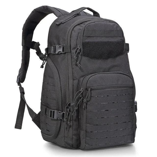 Outdoor 1000d Laser Cutting Molle Camo Traving Backpack - Black