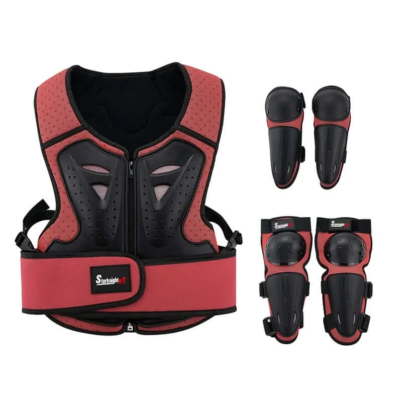 Red Kids Motorcycle Armor Suit For Motocross Cycling