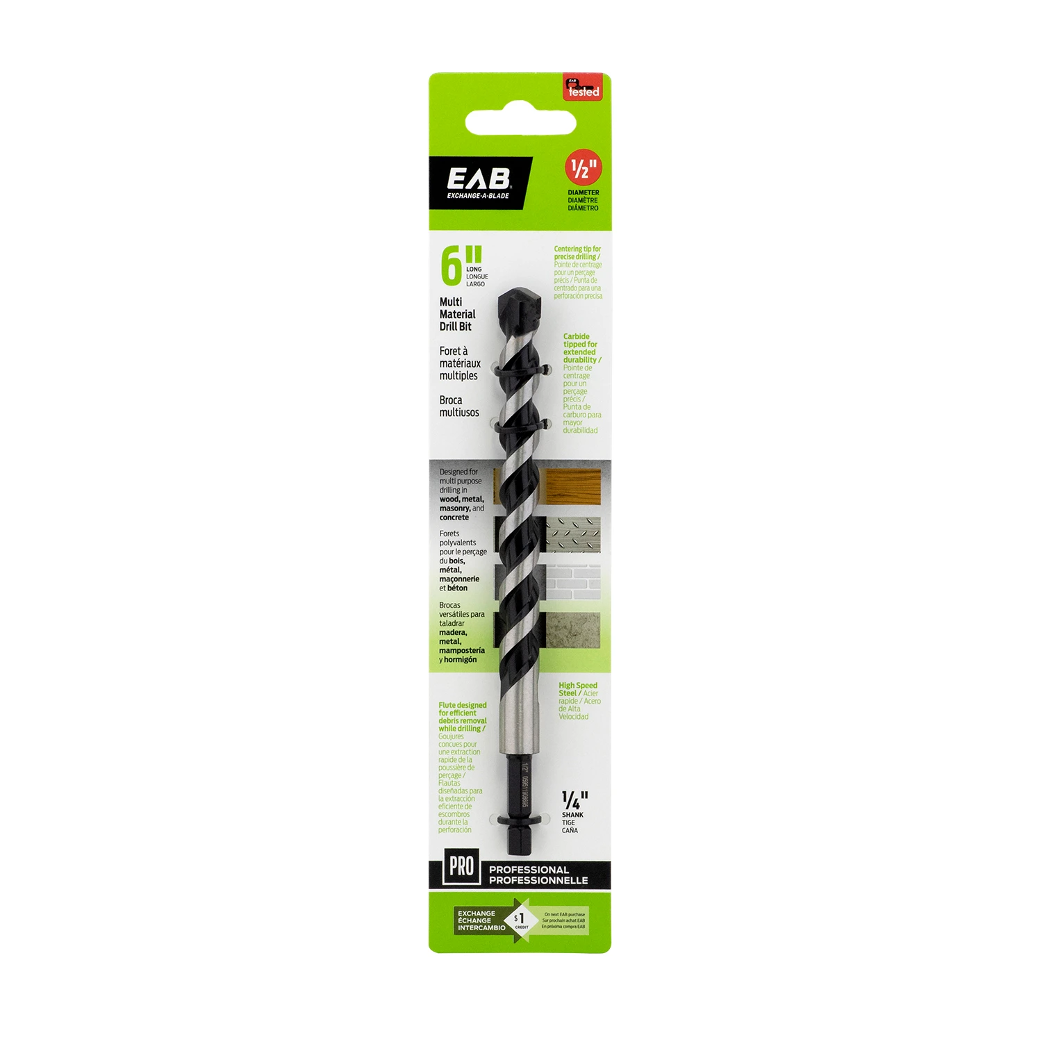 Exchange-a-blade 1/2 In. X 6 In. L High Speed Steel Professional Drill Bit 1 Pk