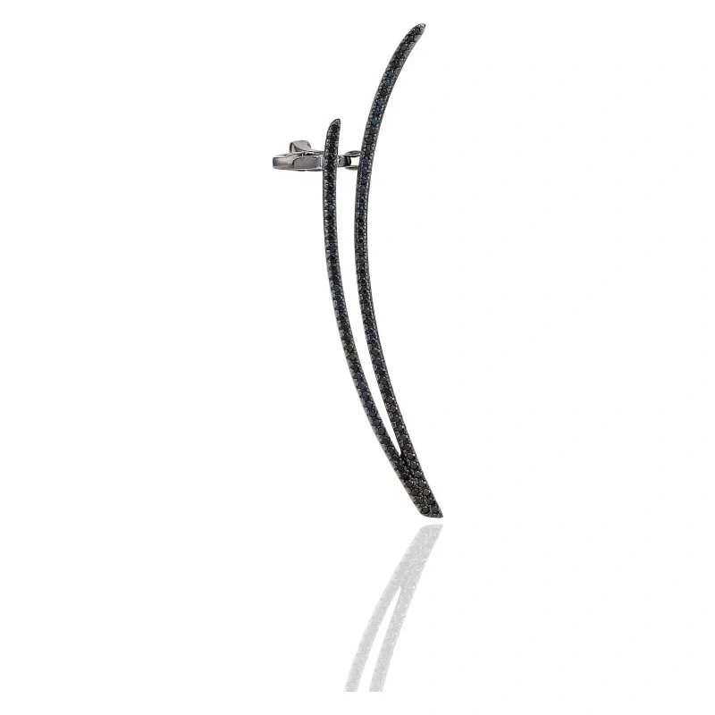 E0025-bk-bk-l Black Earrings