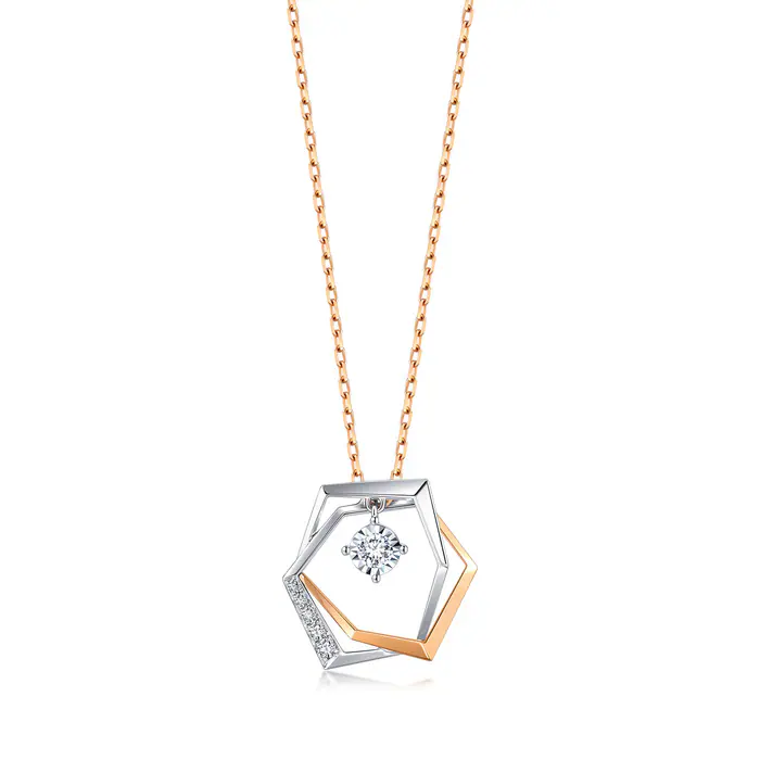 Daily Luxe - 18k White & Red Gold Diamond Necklace