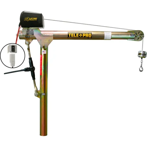 Oz Lifting Tele-pro Davit Crane 1200 Lb. Capcity W/ Dc Electric Winch