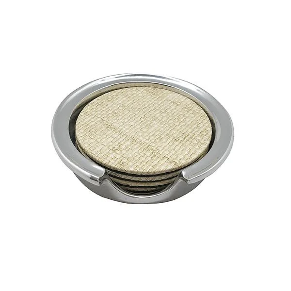 Grasscloth Signature Coaster Set In 3 Colors - Sand