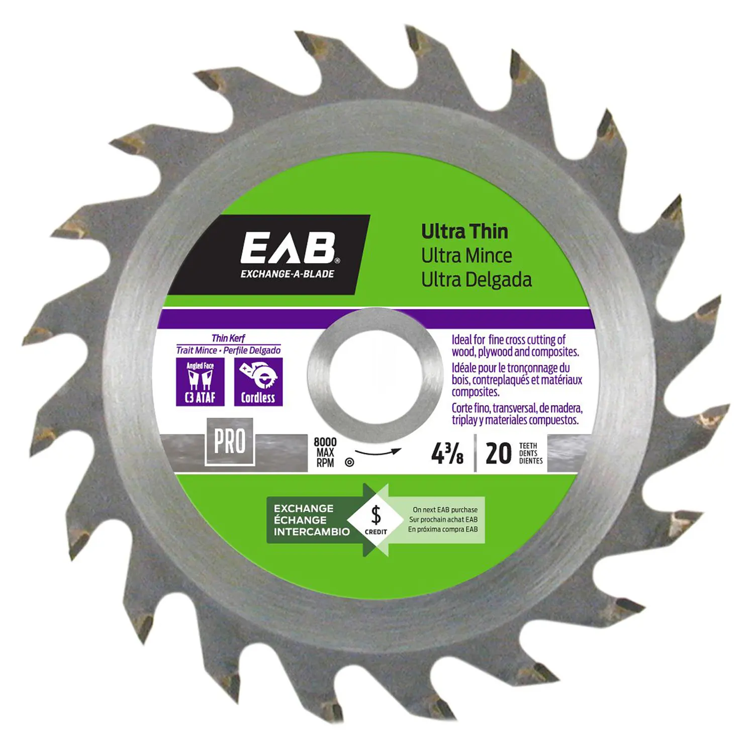 Exchange-a-blade 4-3/8 In. D X 20 Mm Ultra Thin Carbide Tipped Finishing Saw Blade 20 Teeth 1 Pk