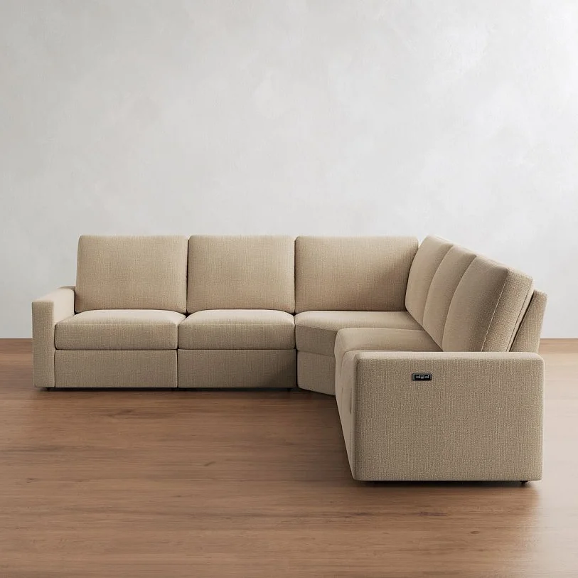 Pb Comfort Modern Square Arm Power Reclining L-shaped Sectional (120")