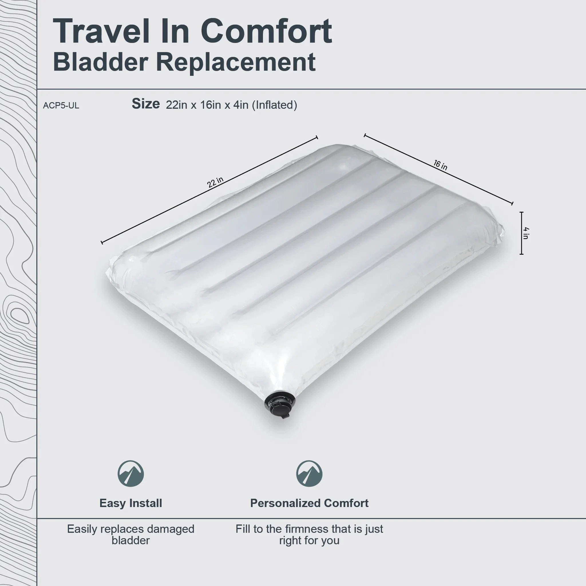 Replacement Bladder For Aircore Ultralight Sizes Full Size 16 X 22