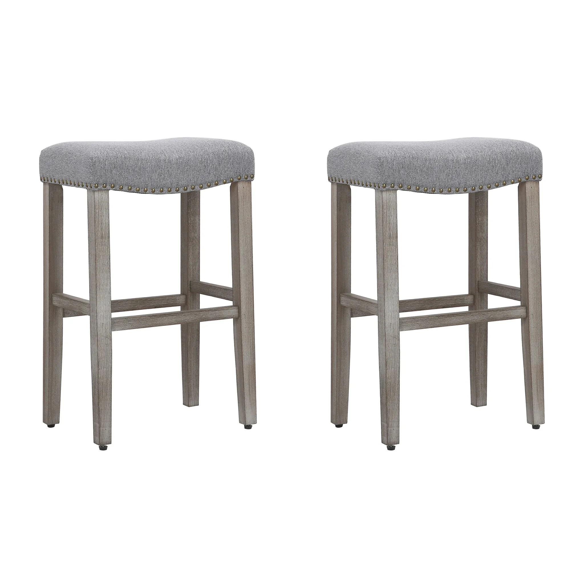 Jameson 29" Inch Upholstered Saddle Seat Bar Stool (set Of 2) Antique Gray