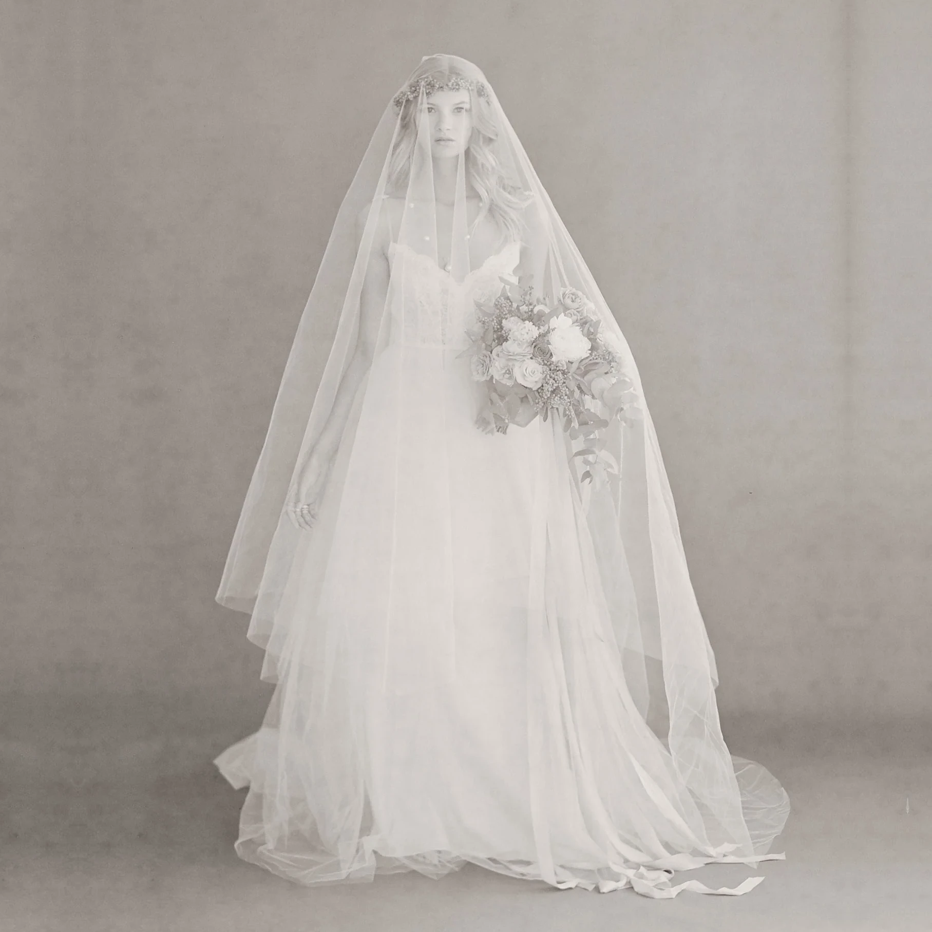 Wide Cathedral Veil With Extra Long Blusher - Style #668