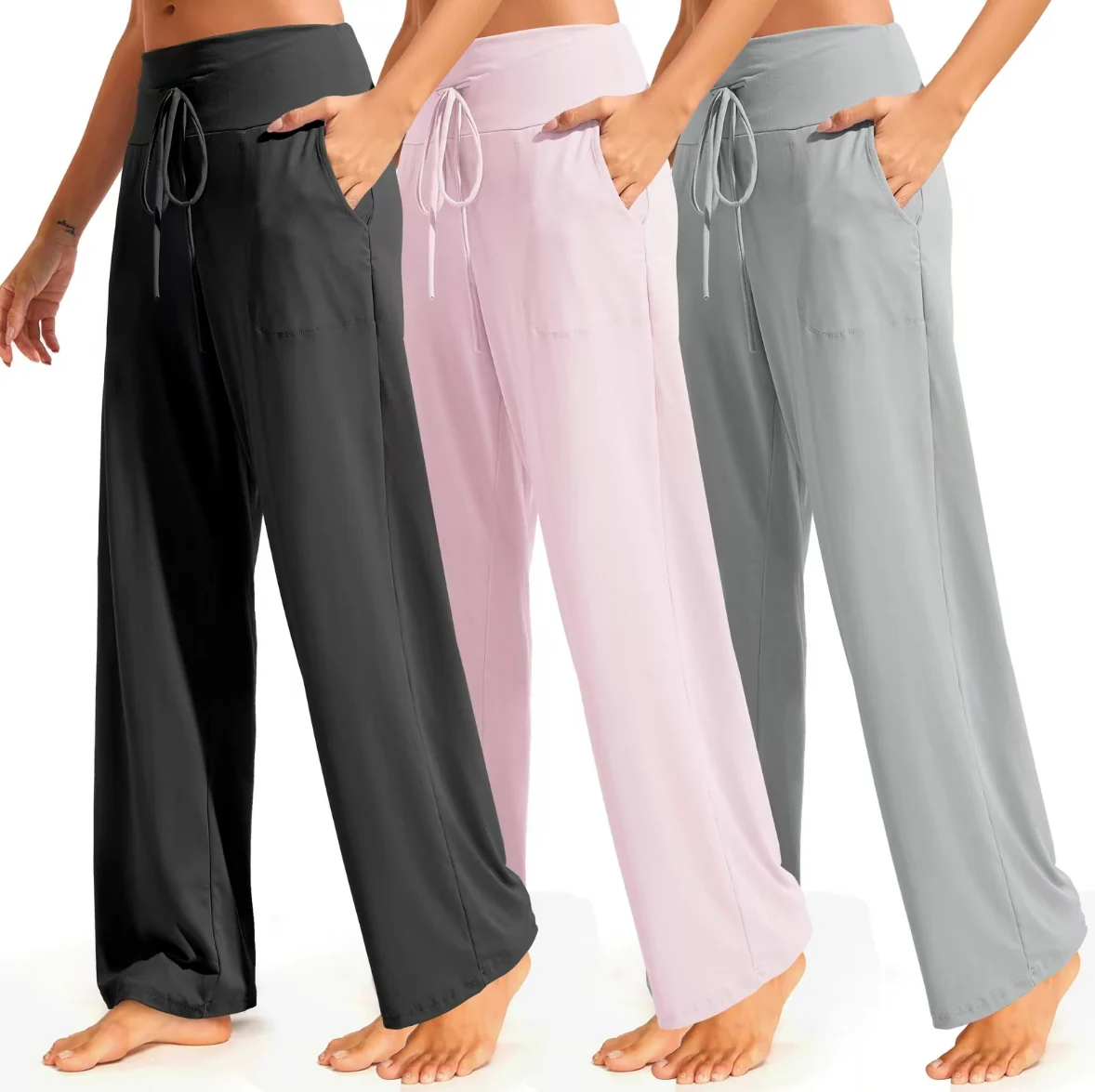 Showitty 3-pack Women’s Plus Size Lounge & Sleep Pants – Soft, Breathable Fabric With Pockets, Relaxed Fit For All-night Comfort