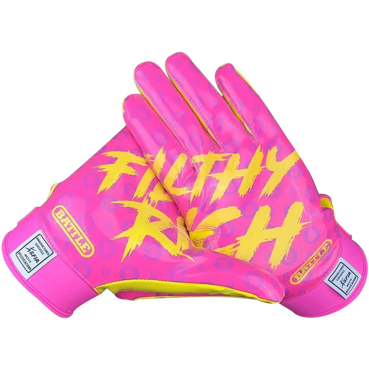 Battle Sports Youth Filthy Rich Football Receiver Gloves - Lemonade