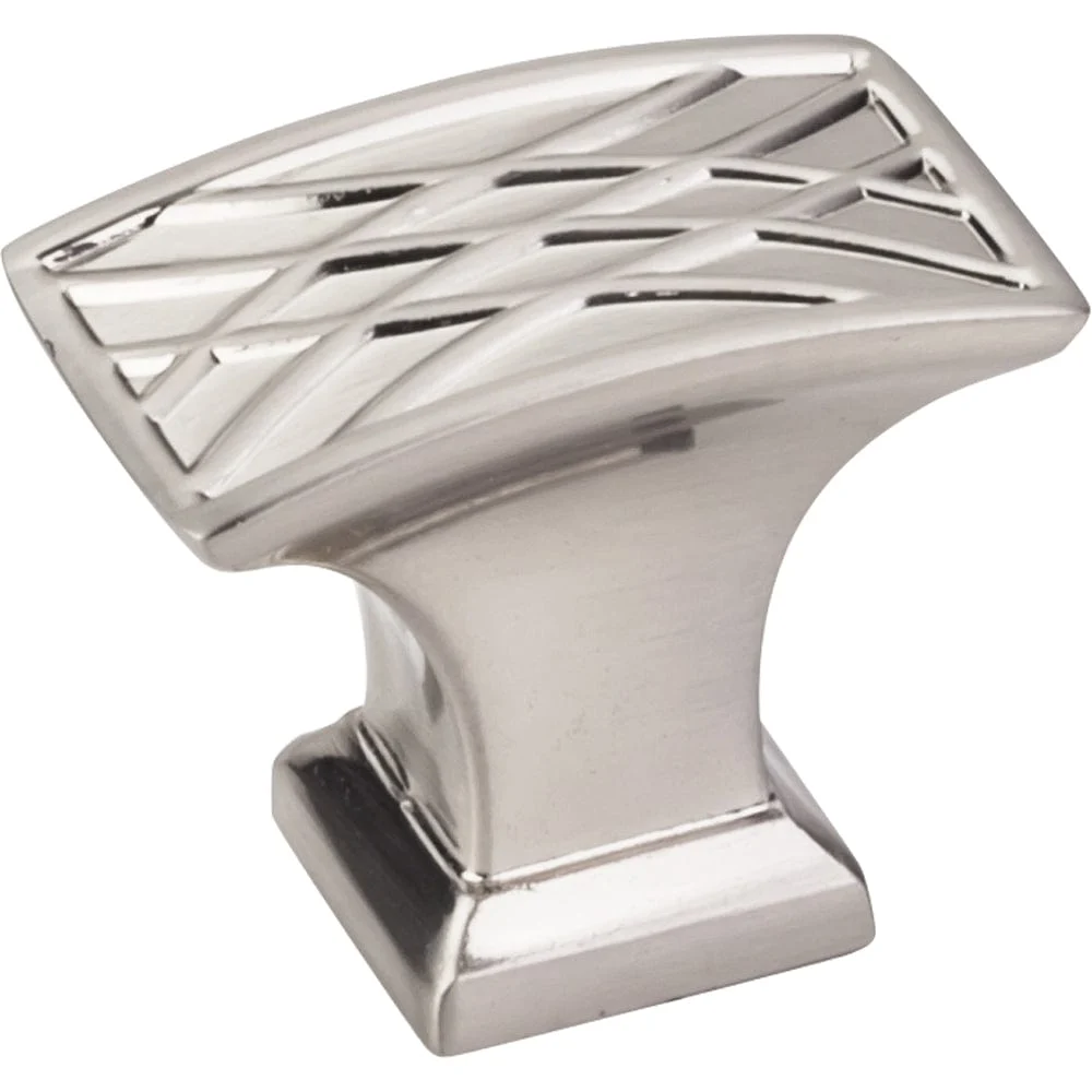 Aberdeen Rectangle Lined Knob, 1-1/2" O.l., Satin Nickel