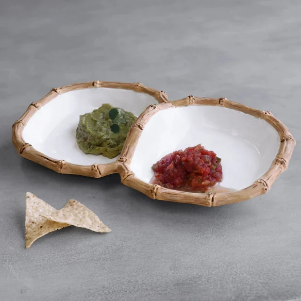 Bamboo Melamine Double Dip Bowl