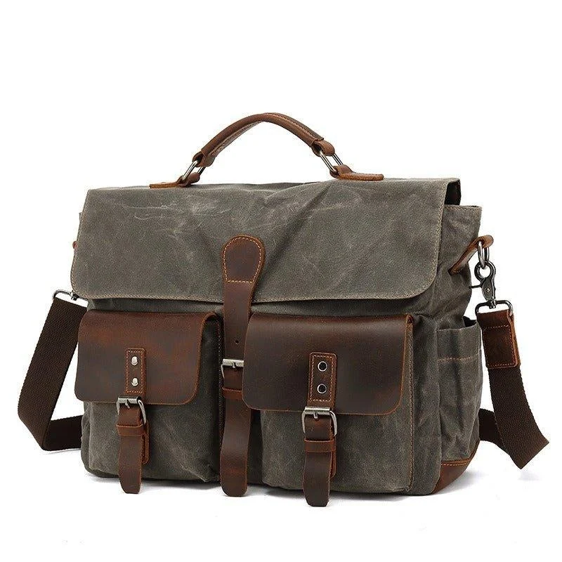 Woosir Mens Satchel Bag With Laptop Sleeve - Grey