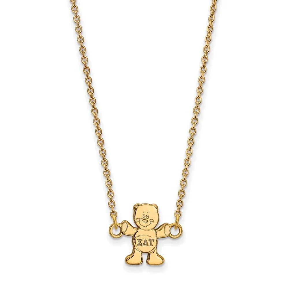 Gold Plated Sterling Silver Logoart Sigma Delta Tau Sorority Symbol Extra Small Pendant 18 Inch Necklace