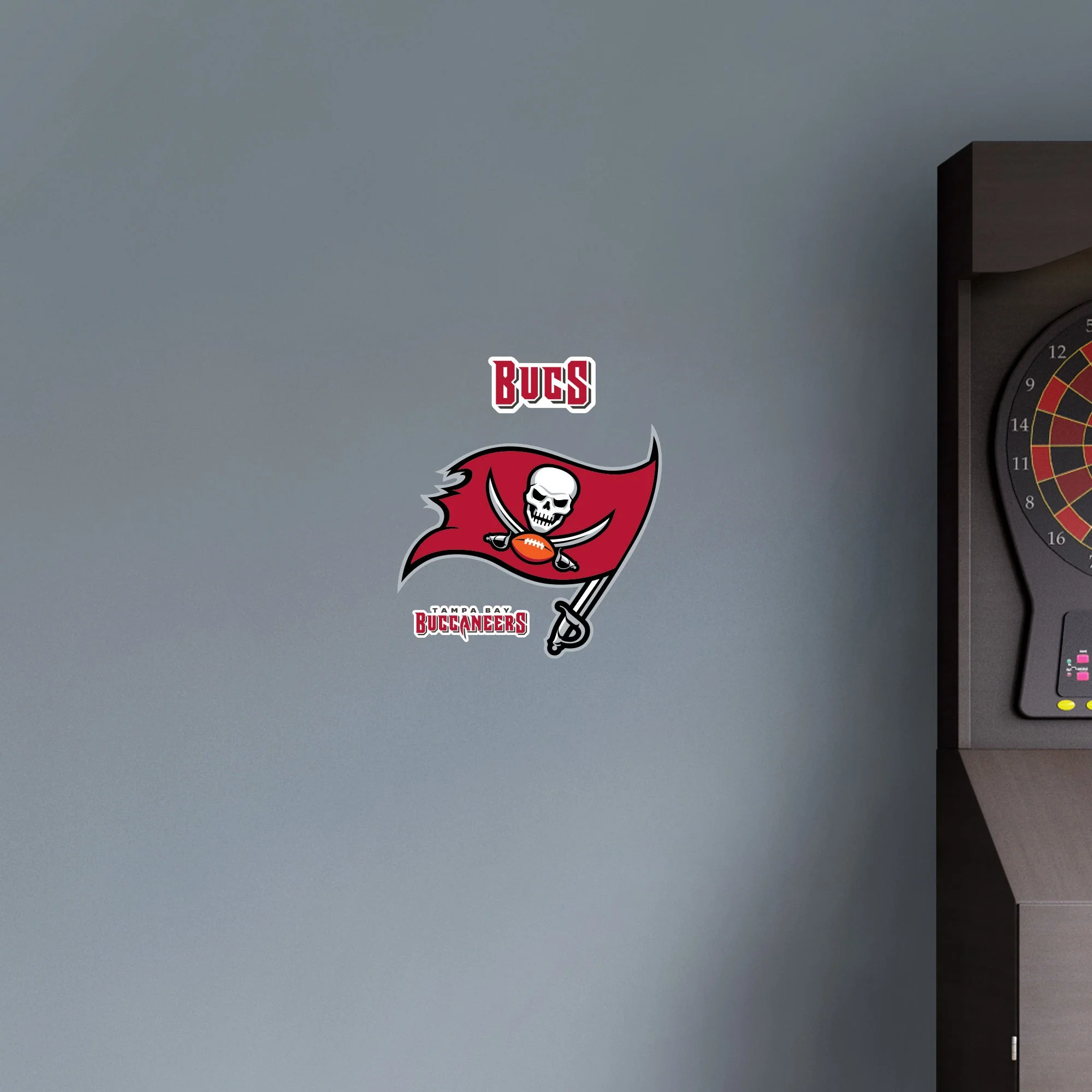 Tampa Bay Buccaneers - Realbig Logo Collection - Official Nfl - Reusable Vinyl Wall Decals - Small Logo +2 Decals (12"w X 13"h)