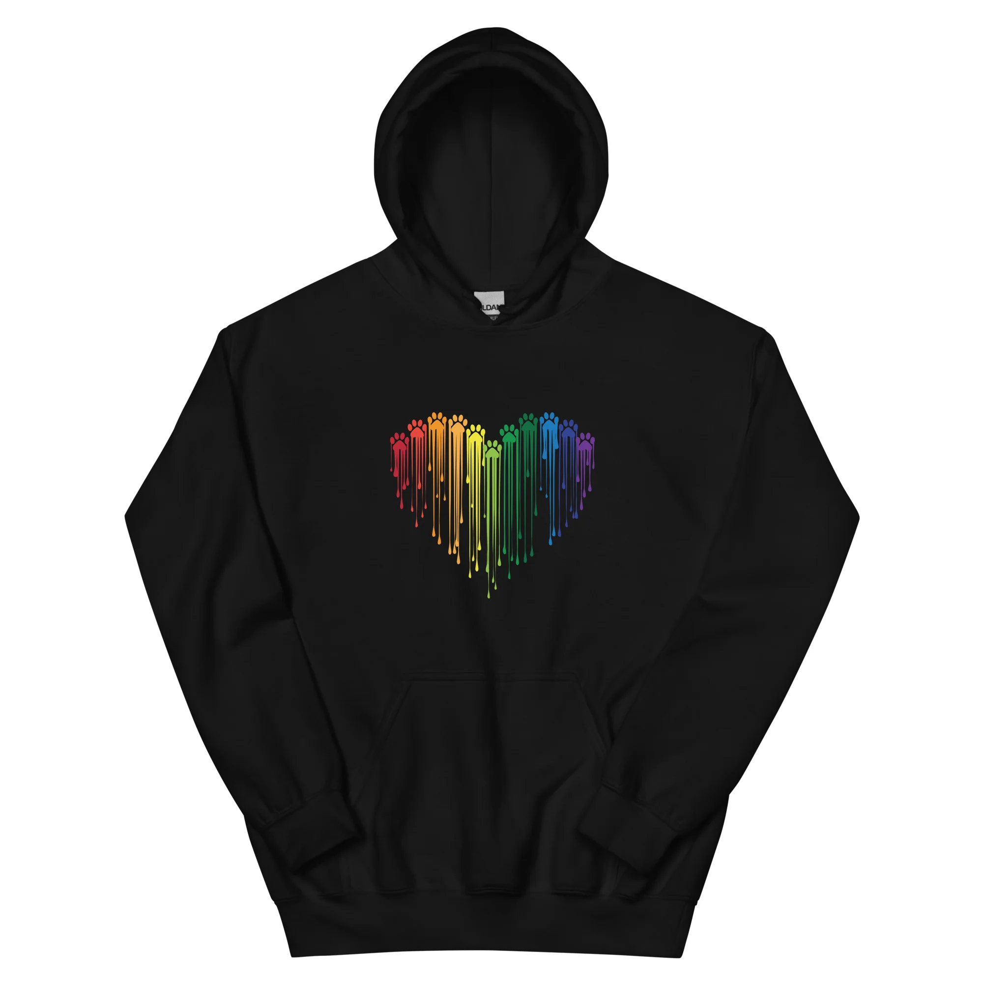 Rainbow Painted Paws Hoodie - Black/m