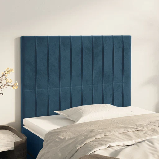 Testiera Decorativa Blu Scuro 90x5x118/128 Cm Velluto