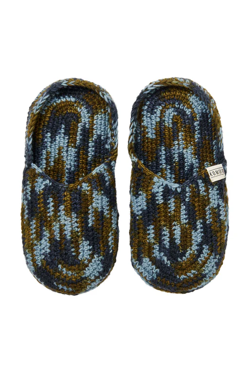 Hide - Handknitted Wool Slipper Blue Space