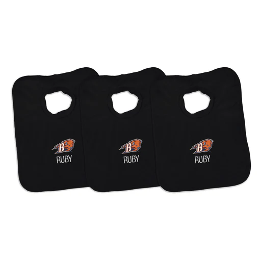 Personalized Bucknell Bison 3-pack Bibs - Black With Black Trim