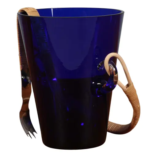 Ice Bucket In Glass & Cane From Holmegaard, 1960s