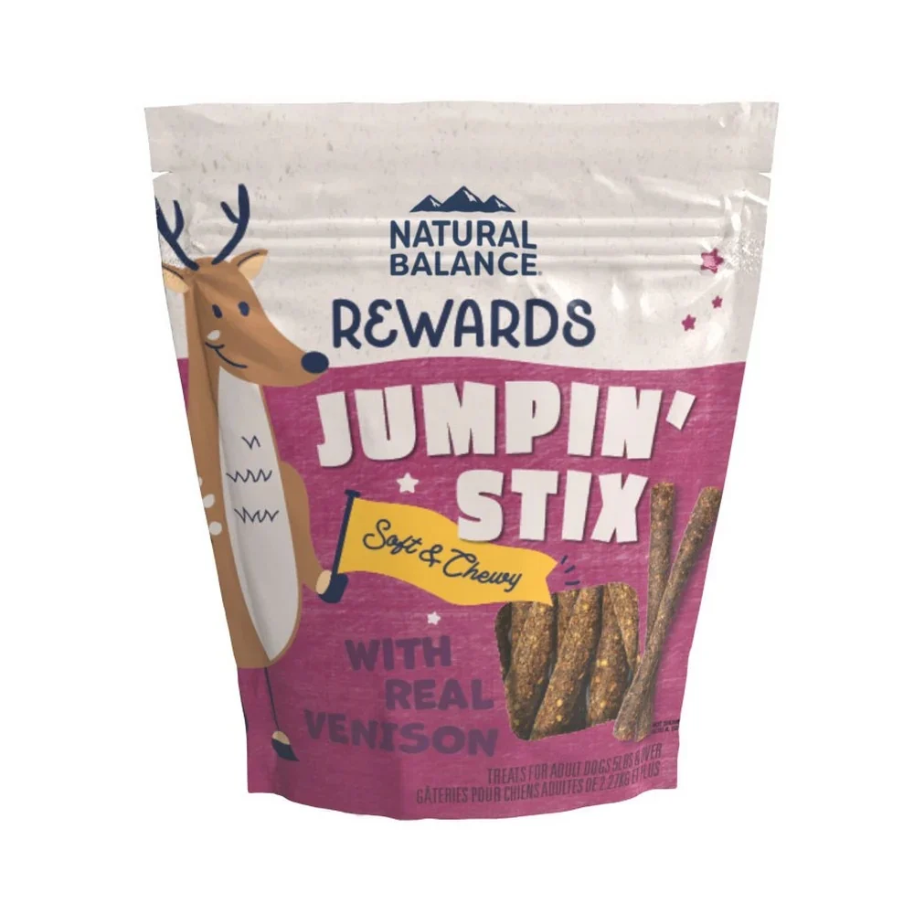 Natural Balance Pet Foods Rewards Jumpin' Stix Soft & Meaty Dog Treats Venison, 4 Ounces