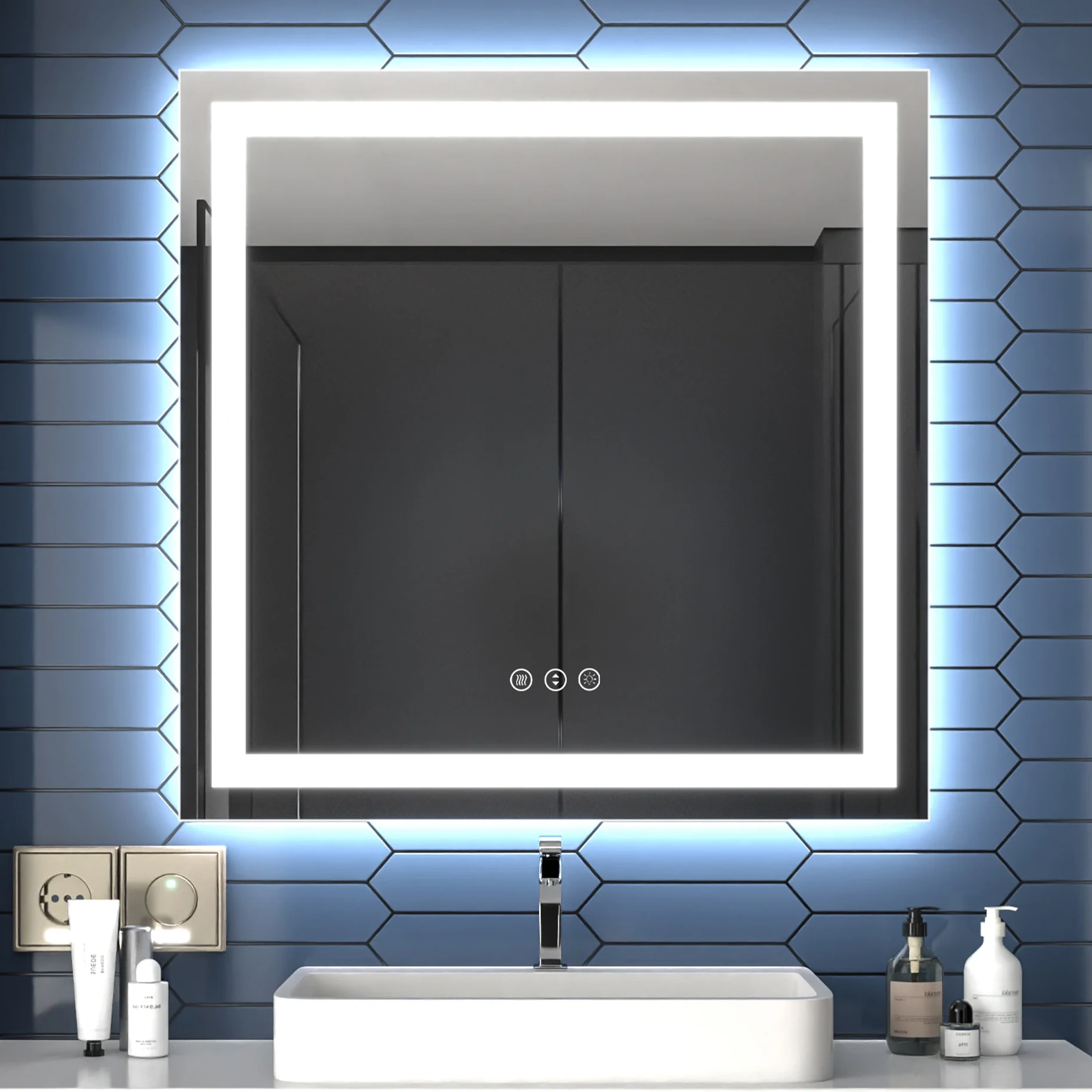 Apex-b 48x36in Vanity Mirror With Lights For Bathroom Wall,framed Led Bathroom Mirror,anti-fog,shatter-proof,etl Listed