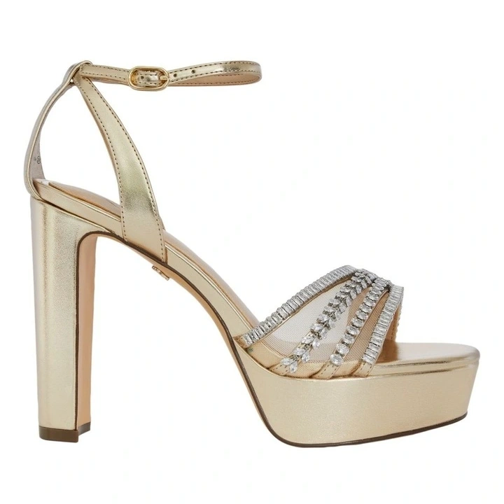 Nina Agitha Sandals In Platino Metal Glaze