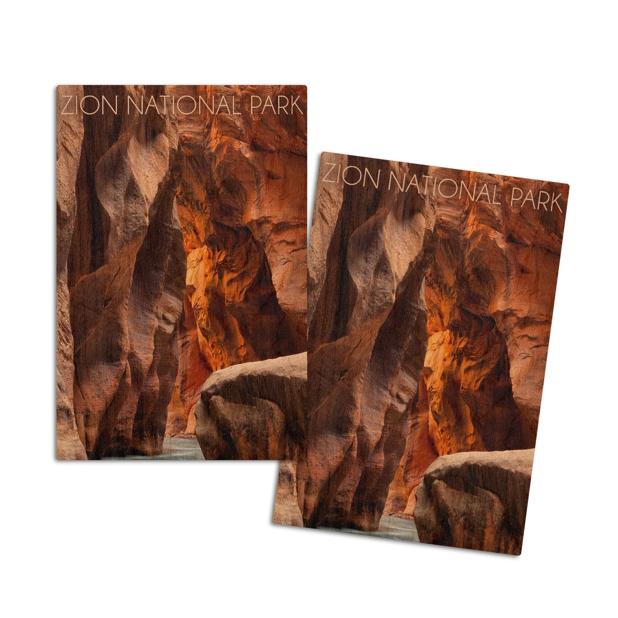 Zion National Park, Utah, Slot Canyon, Lantern Press Photography, Wood Signs And Postcards - 4x6 Wood Postcard Set