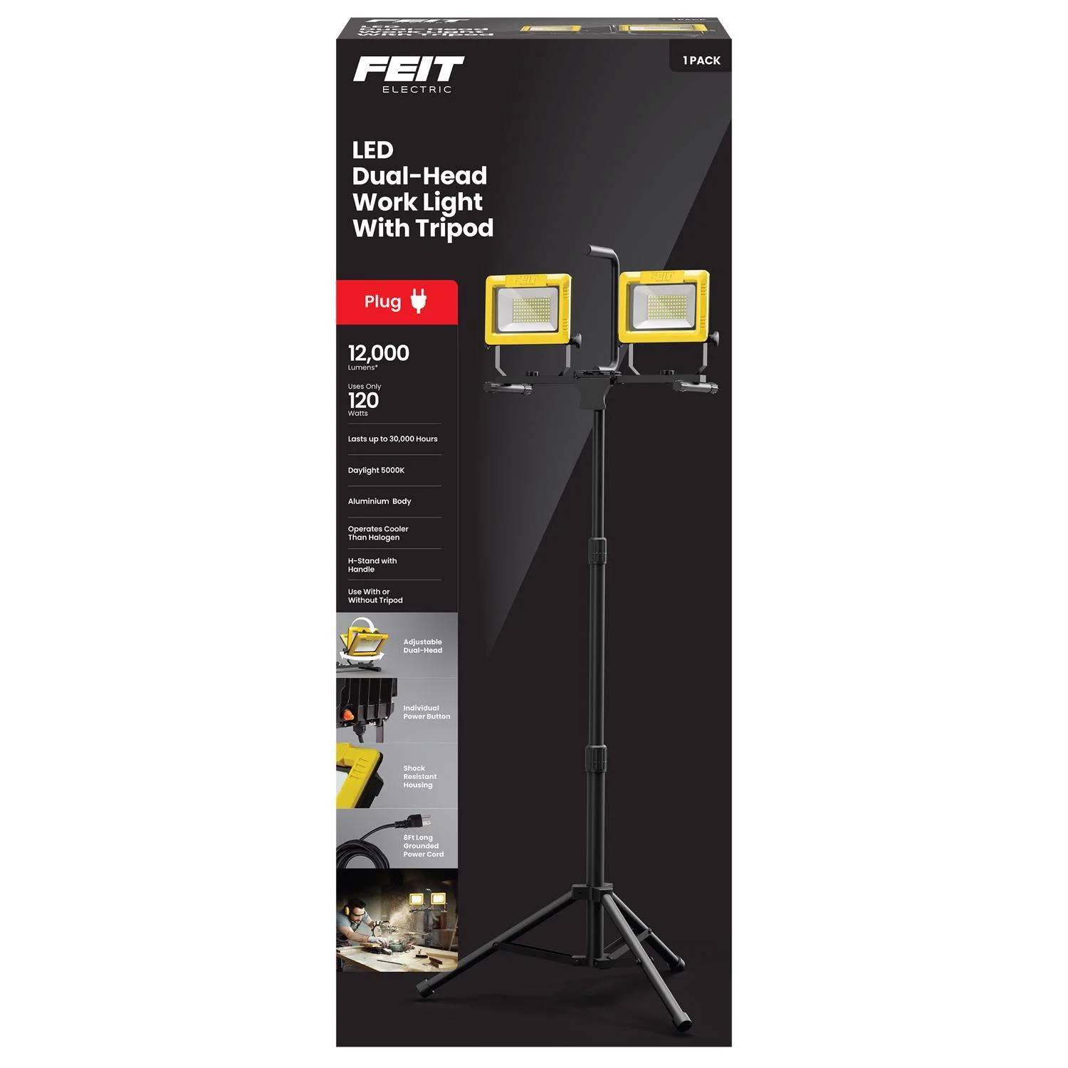 Feit Pro Series 12000 Lm Led Corded Tripod Work Light
