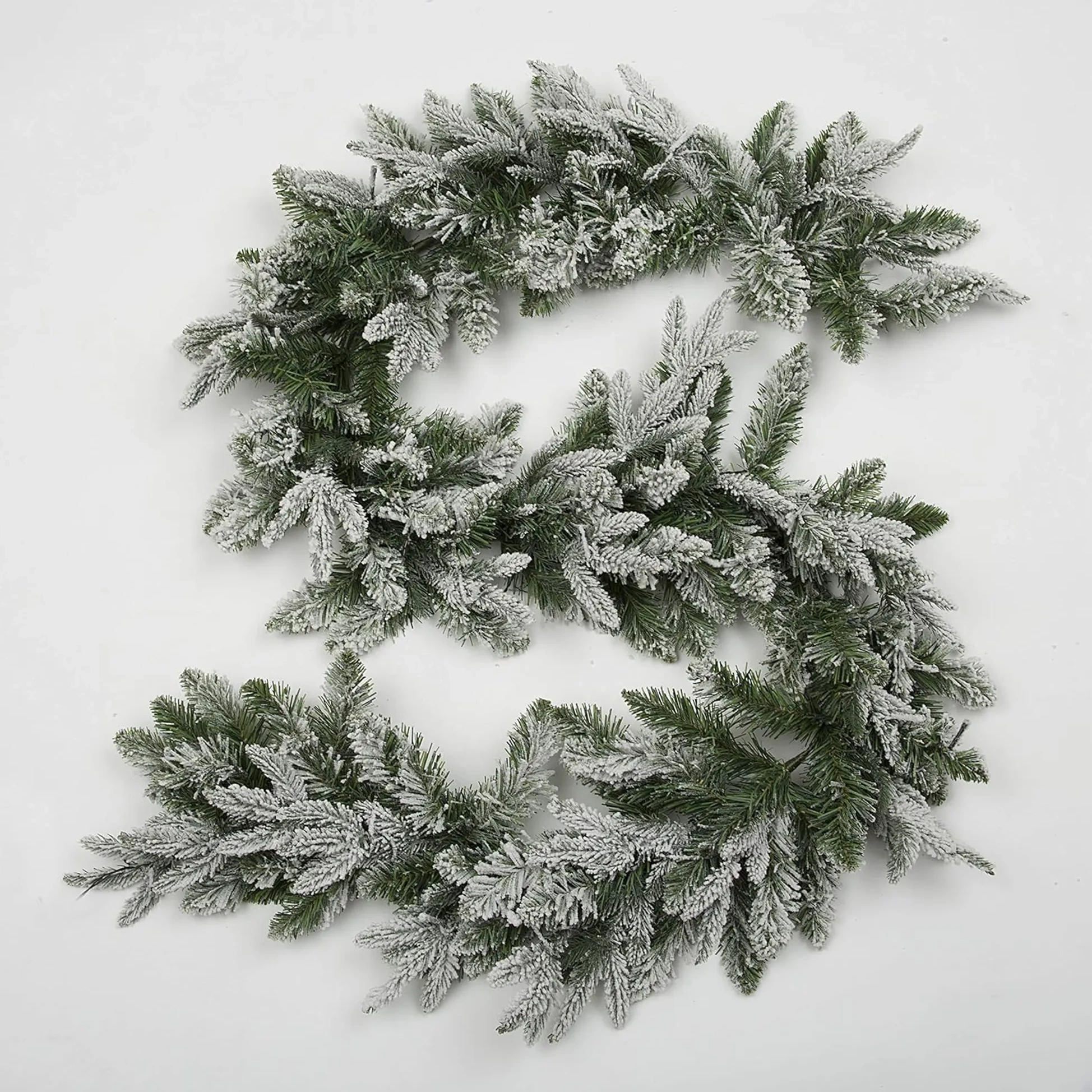 Christmas 2m Artificial Garland Lapland For Home Wall Door Stair Snow Flock