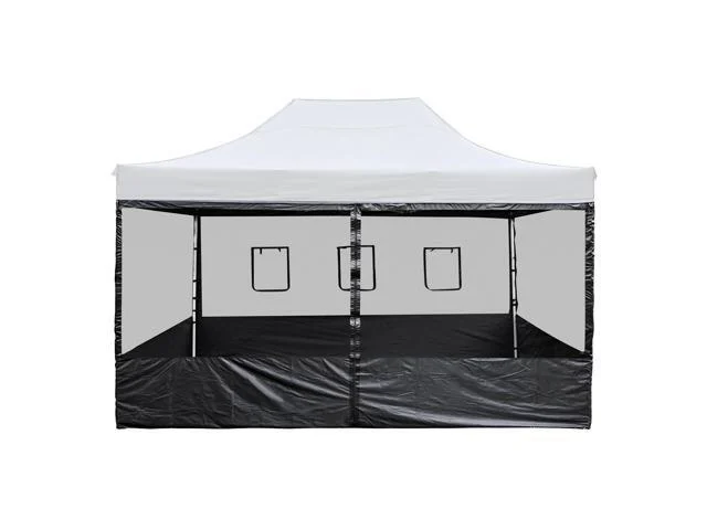 4 Half Mesh Sidewalls For 15x10 Ft Pop Up Canopy Tent W/ Window Food Vendor Fair