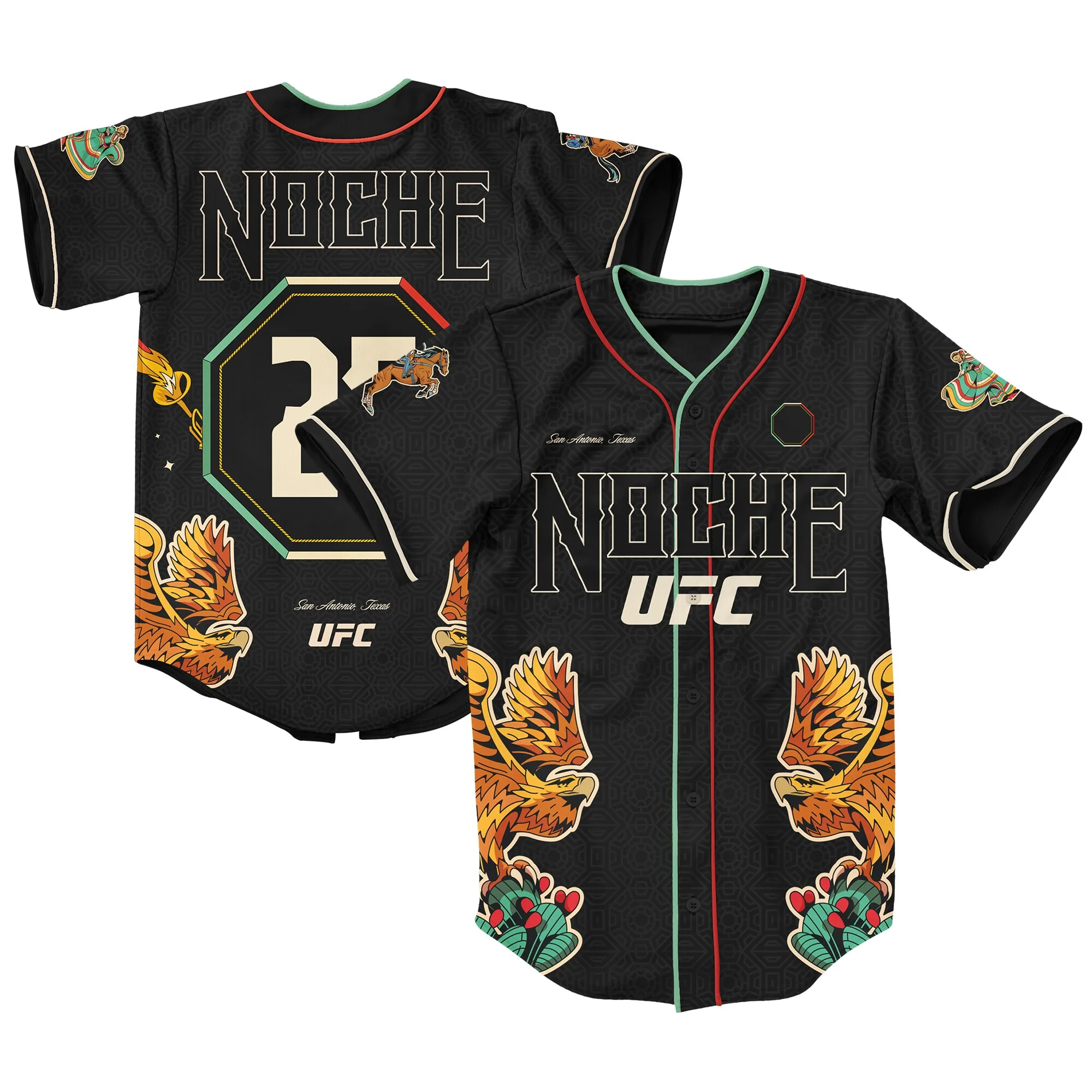 Men's Black Noche Ufc 2025 Beisbol Jersey